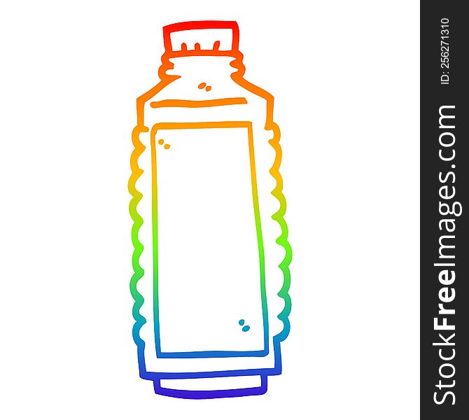 rainbow gradient line drawing of a cartoon drinks bottle