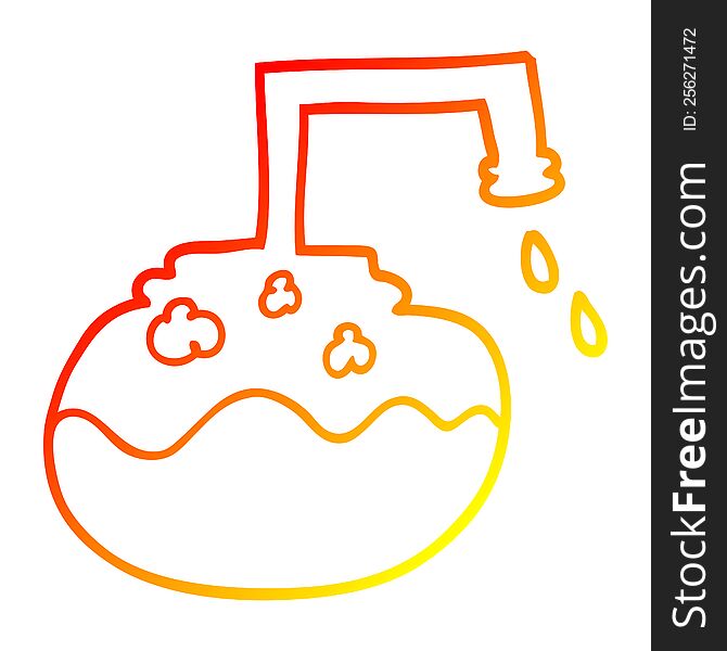warm gradient line drawing of a cartoon bubbling chemicals