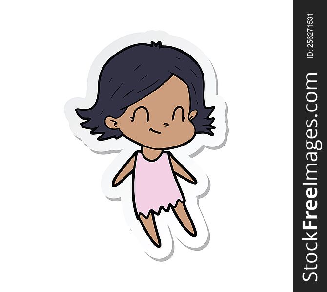 sticker of a cartoon friendly girl