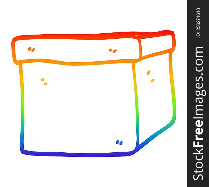 rainbow gradient line drawing of a cartoon cardboard box