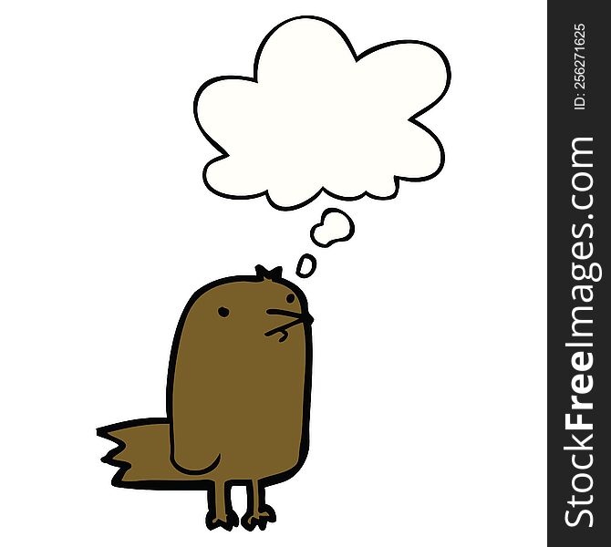 Cartoon Bird And Thought Bubble
