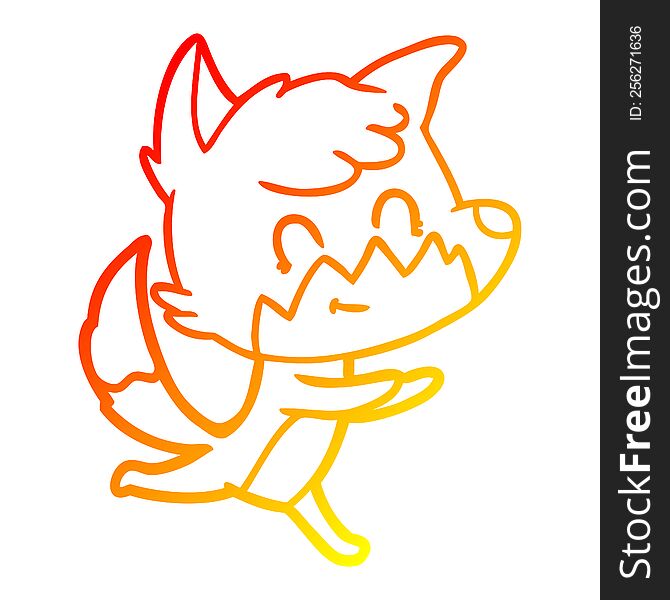 Warm Gradient Line Drawing Cartoon Friendly Fox