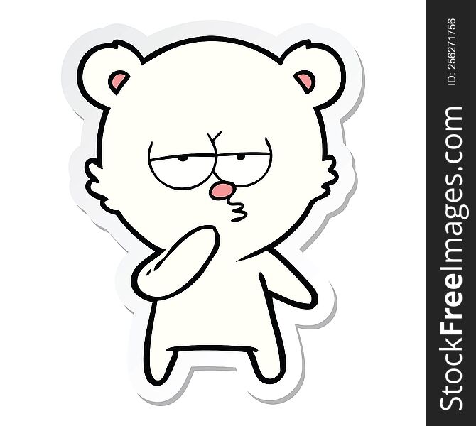 Sticker Of A Bored Polar Bear Cartoon