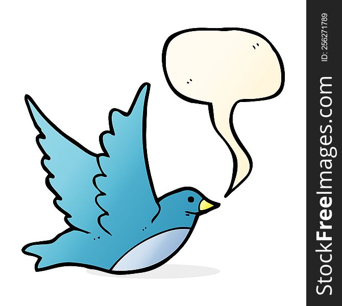 Cartoon Flying Bird With Speech Bubble
