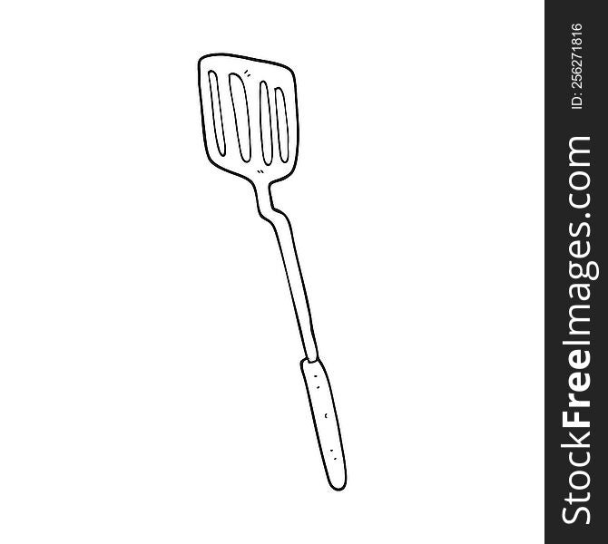 freehand drawn black and white cartoon spatula