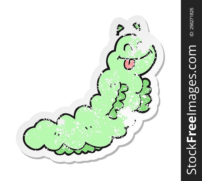retro distressed sticker of a cartoon caterpillar