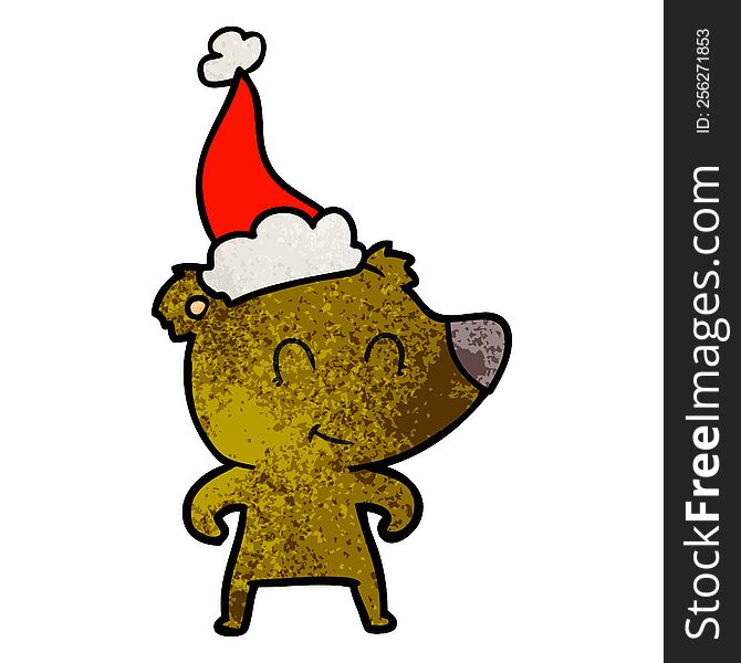 female bear textured cartoon of a wearing santa hat