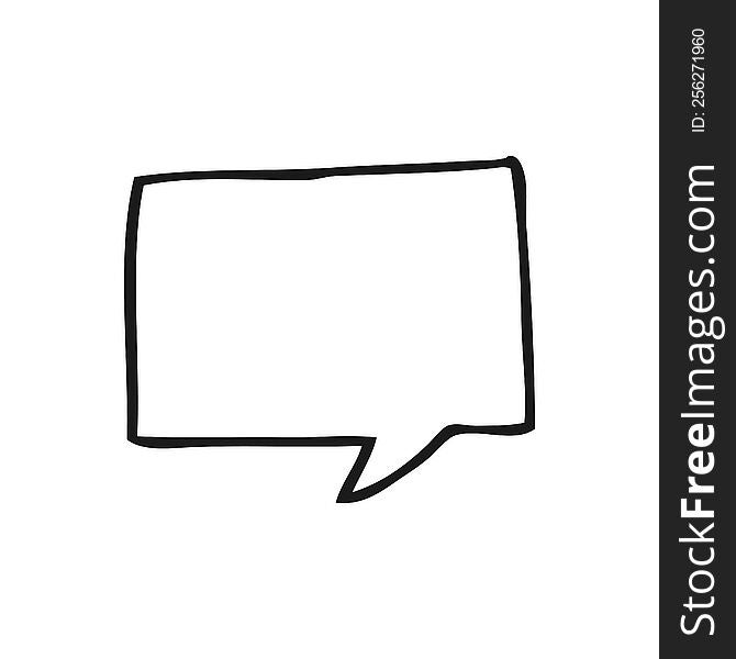 freehand drawn black and white cartoon speech bubble