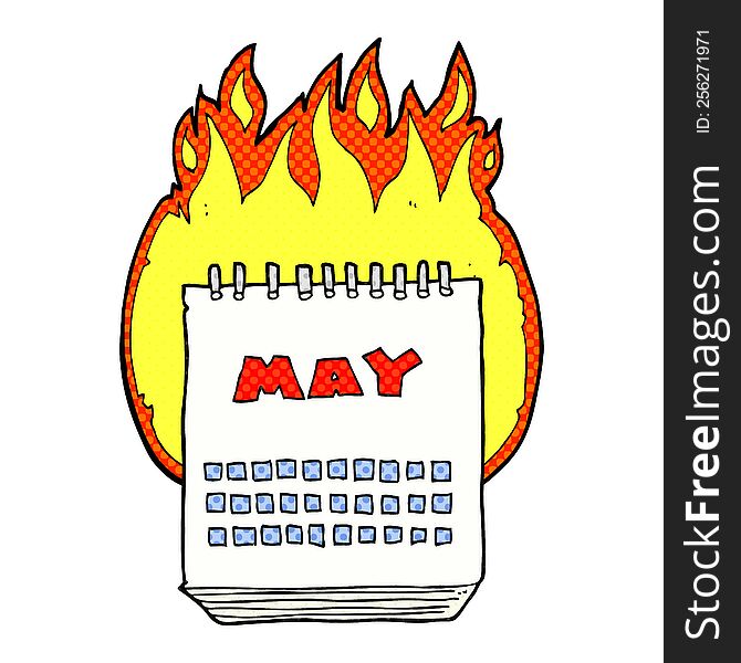 freehand drawn cartoon calendar showing month of may