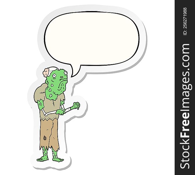 Cartoon Zombie And Speech Bubble Sticker
