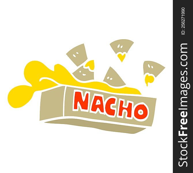 Flat Color Illustration Cartoon Nacho Box