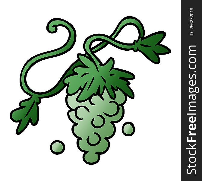 hand drawn gradient cartoon doodle of grapes on vine
