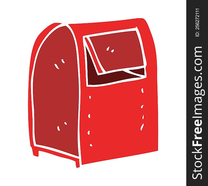 Flat Color Illustration Of A Cartoon Mailbox
