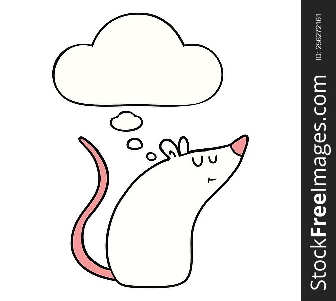 cartoon white mouse with thought bubble. cartoon white mouse with thought bubble