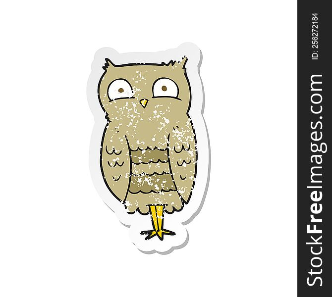 Retro Distressed Sticker Of A Cartoon Owl