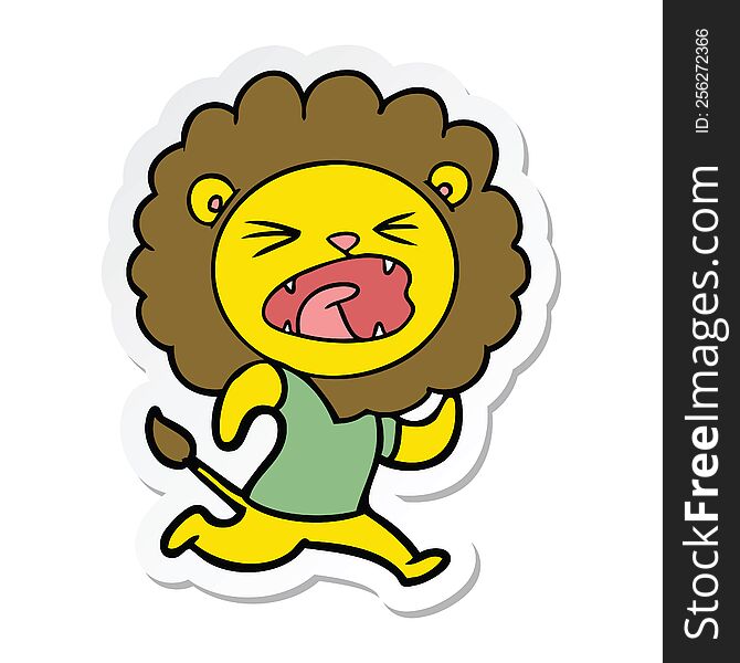 sticker of a cartoon lion running
