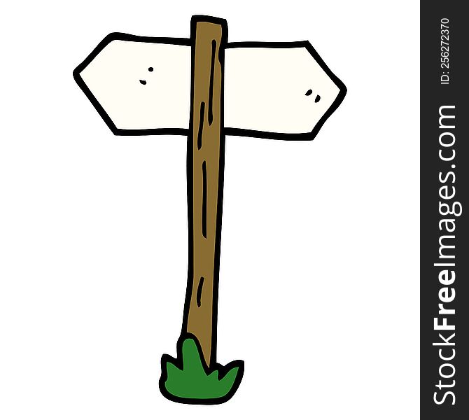 cartoon doodle painted direction sign posts