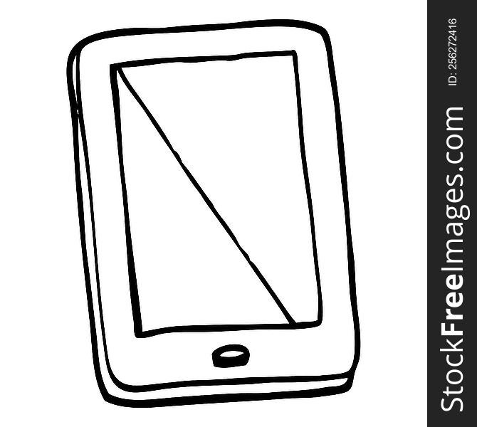 black and white cartoon computer tablet