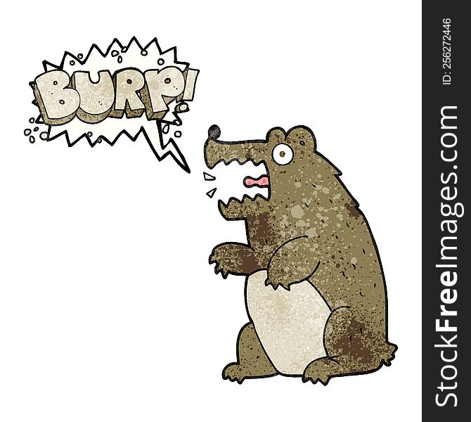 Speech Bubble Textured Cartoon Bear Burping