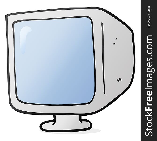 freehand drawn cartoon old computer monitor