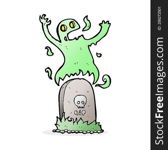 cartoon ghost rising from grave