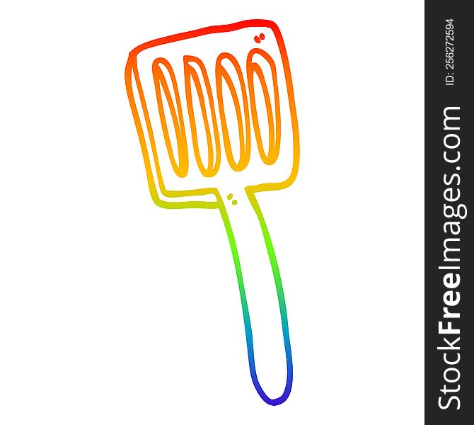 rainbow gradient line drawing of a cartoon food spatula