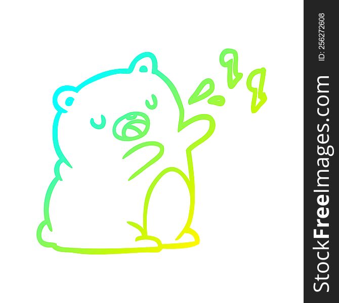 Cold Gradient Line Drawing Bear Singing A Song