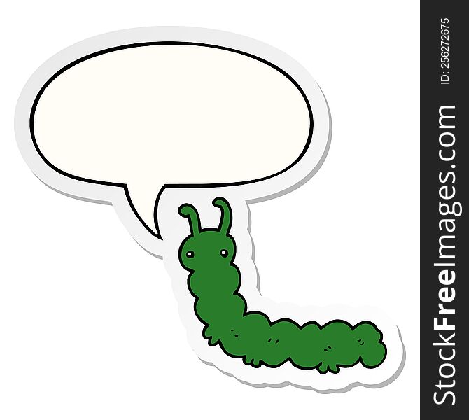 Cartoon Caterpillar And Speech Bubble Sticker