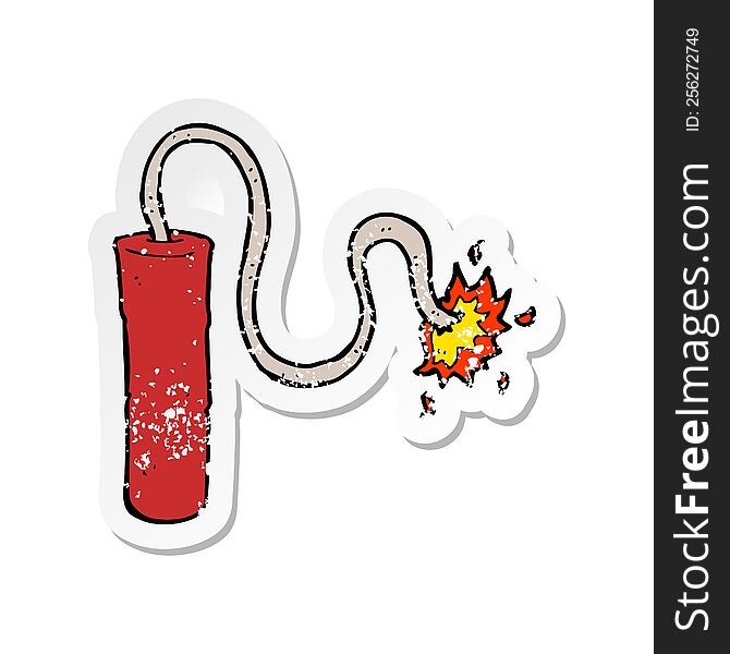 Retro Distressed Sticker Of A Cartoon Dynamite Burning