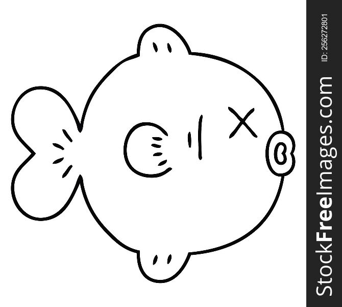 line drawing quirky cartoon fish. line drawing quirky cartoon fish