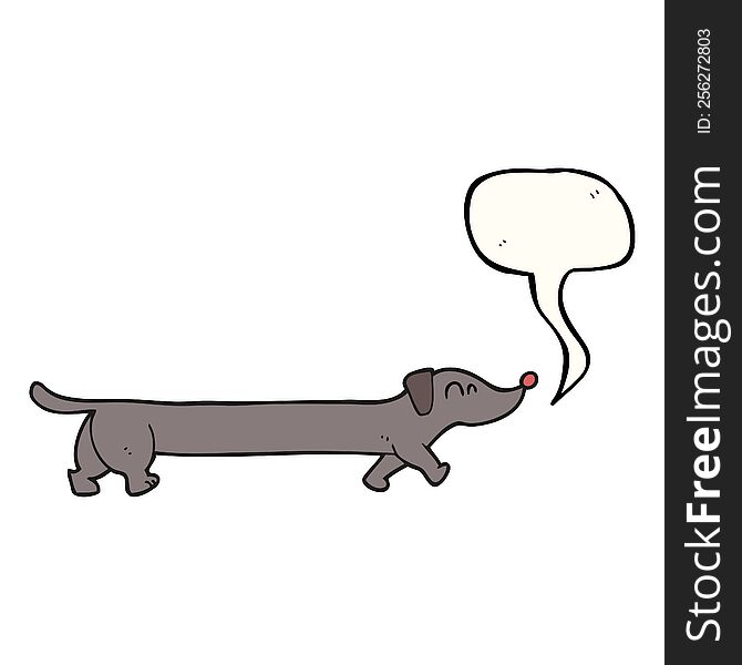 freehand drawn speech bubble cartoon dachshund