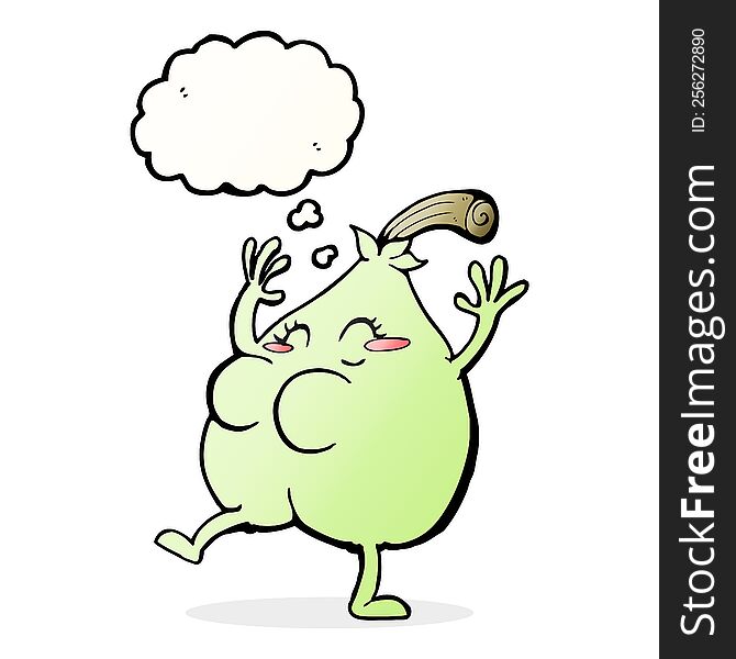 a nice pear cartoon with thought bubble