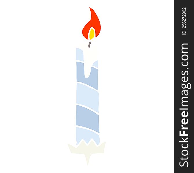 flat color illustration of a cartoon birthday cake candle