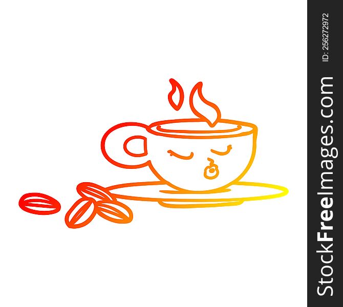 Warm Gradient Line Drawing Cartoon Espresso Mug