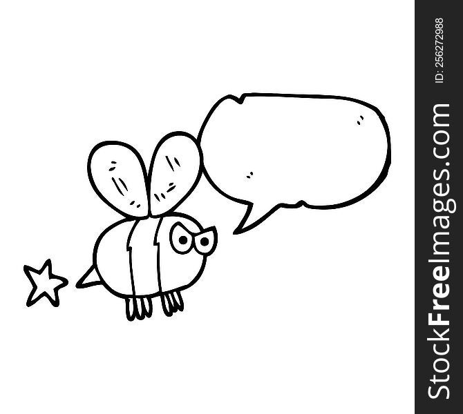 freehand drawn speech bubble cartoon angry bee
