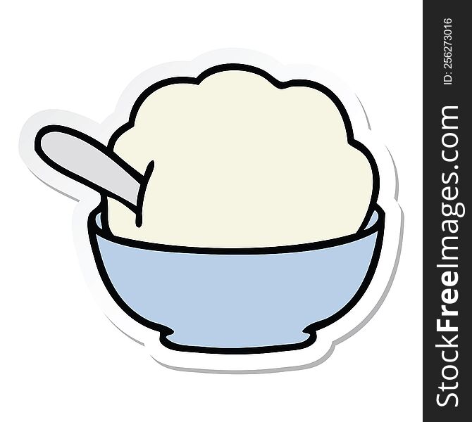 sticker of a quirky hand drawn cartoon ice cream bowl