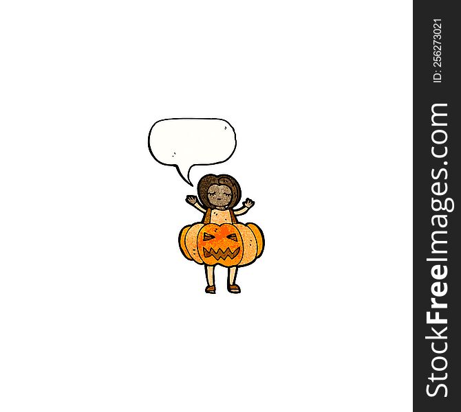 cartoon girl in pumpkin costume