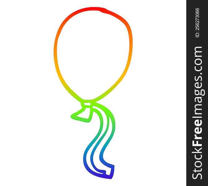 rainbow gradient line drawing of a cartoon red balloon