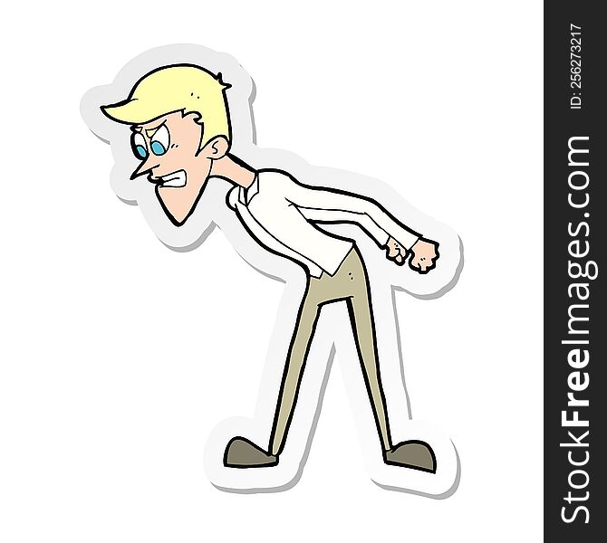 Sticker Of A Cartoon Angry Man