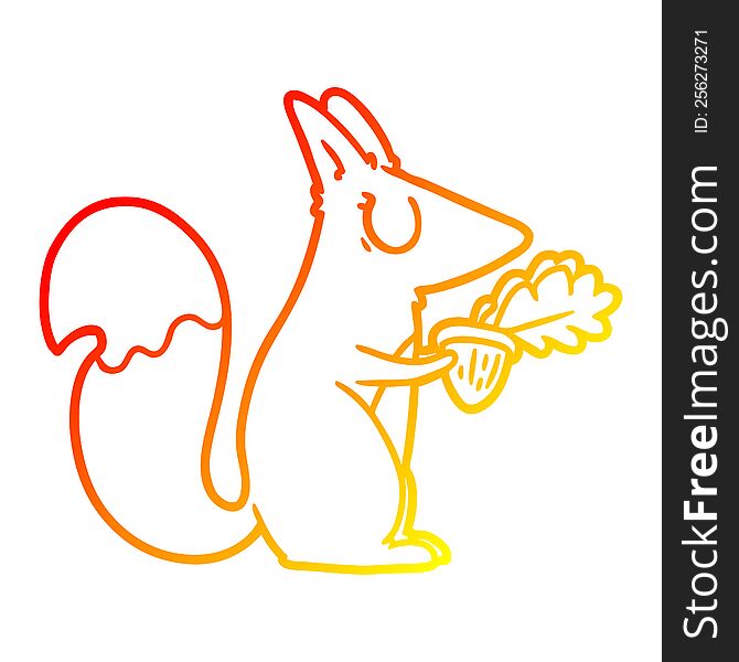 warm gradient line drawing of a cartoon squirrel