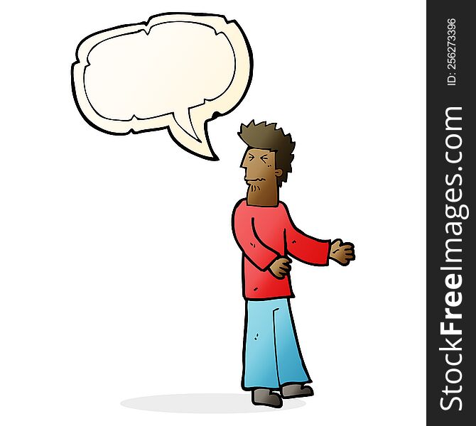Cartoon Disgusted Man With Speech Bubble