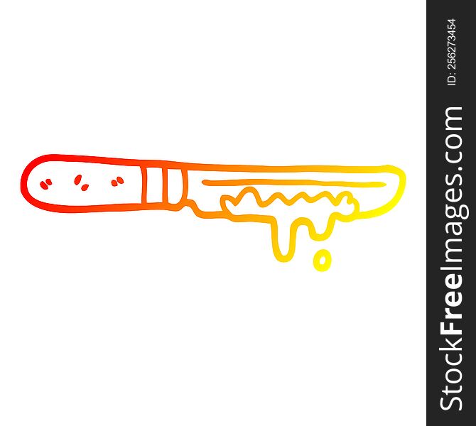 warm gradient line drawing of a cartoon butter knife