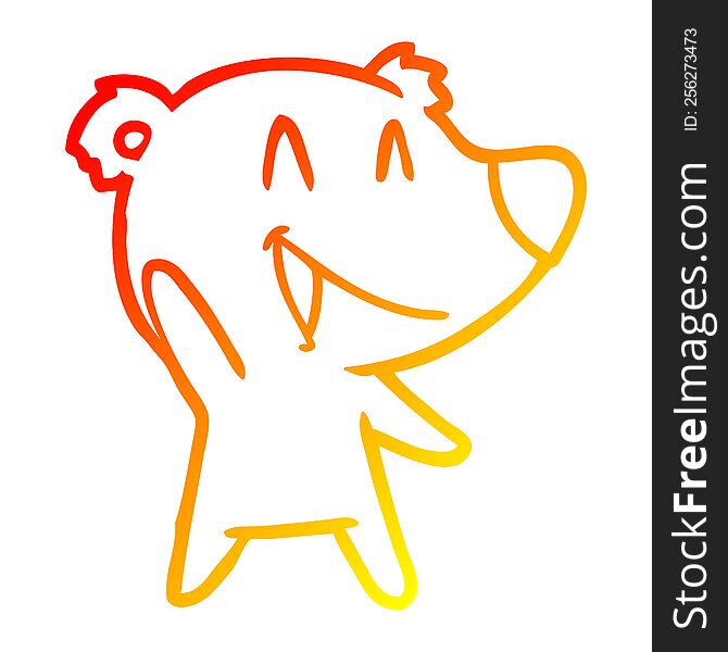 Warm Gradient Line Drawing Laughing Bear Cartoon