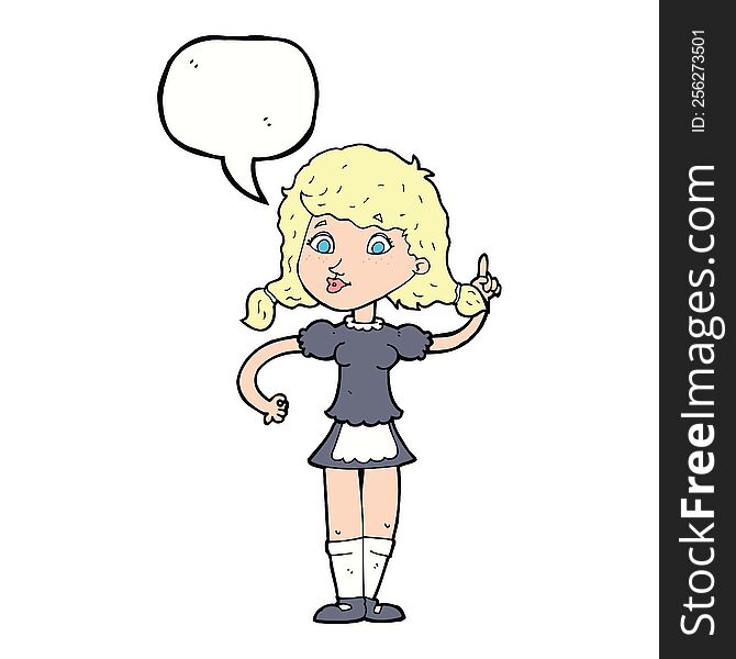 Cartoon Pretty Maid Woman With Speech Bubble