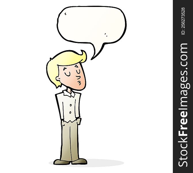 cartoon calm man with speech bubble