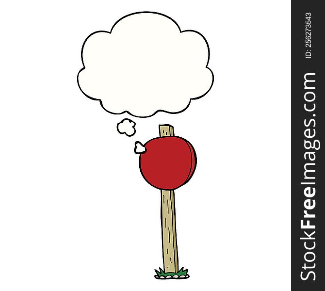 cartoon sign post with thought bubble. cartoon sign post with thought bubble