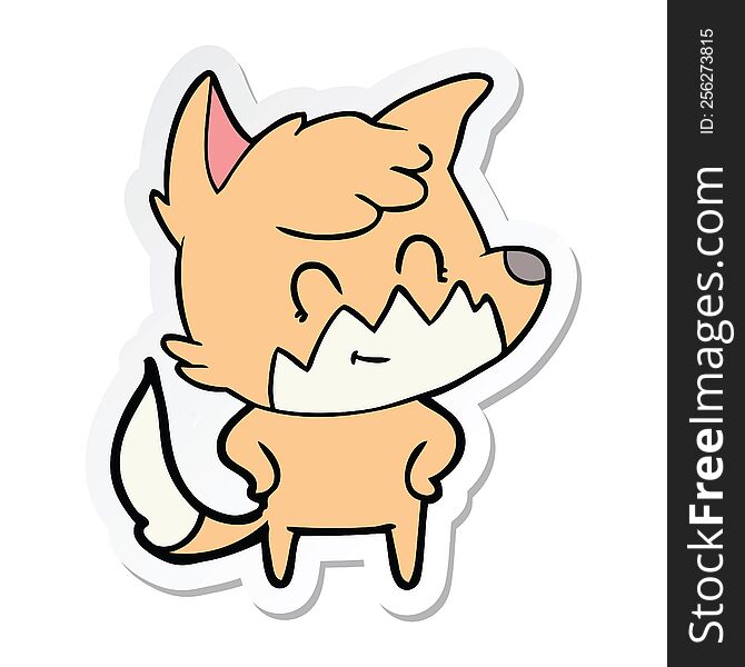 Sticker Of A Cartoon Friendly Fox