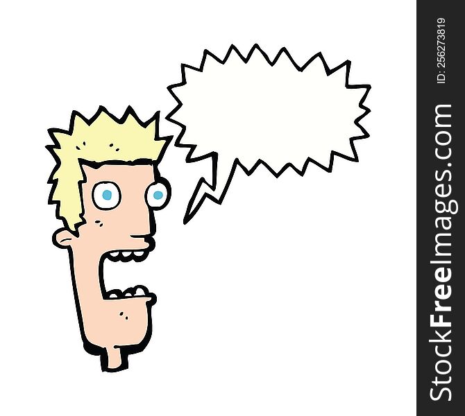 Cartoon Shocked Man S Face With Speech Bubble