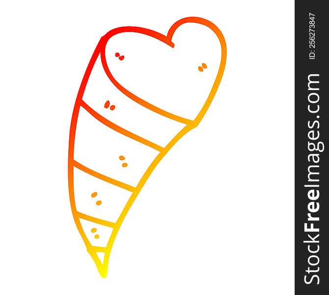 warm gradient line drawing of a cartoon shooting heart decorative element