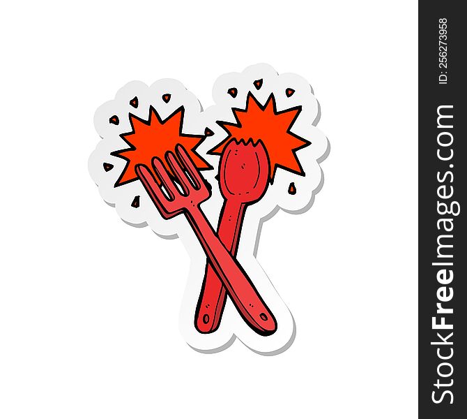 sticker of a cartoon cutlery